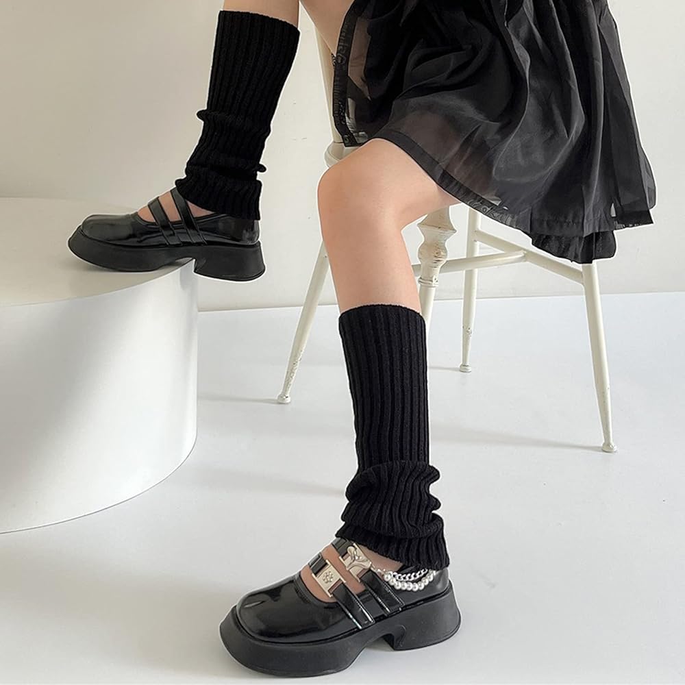 みるさんlace ruffle studs leg warmer Lopsity Leg Warmers for Womens Knitted Stirrup Leg Warmers